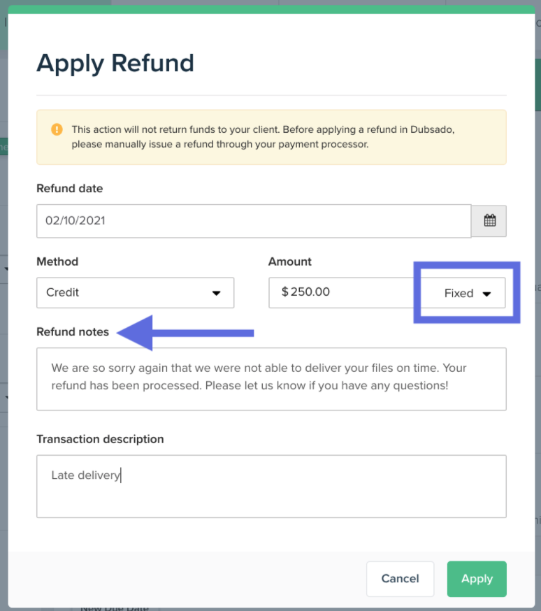 Refund Receipts (improvement to how refunds work) Dubsado Release Notes